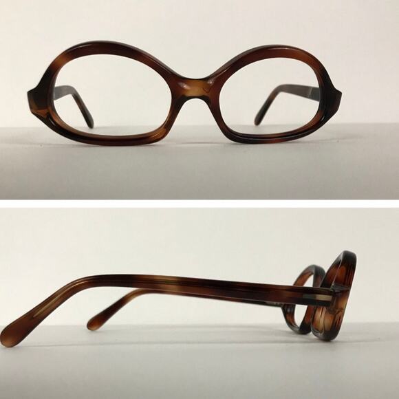 Deadstock 1960s Brown Tortoise Stripes Oval Director Eyeglasses / frame only - Picture 5 of 5